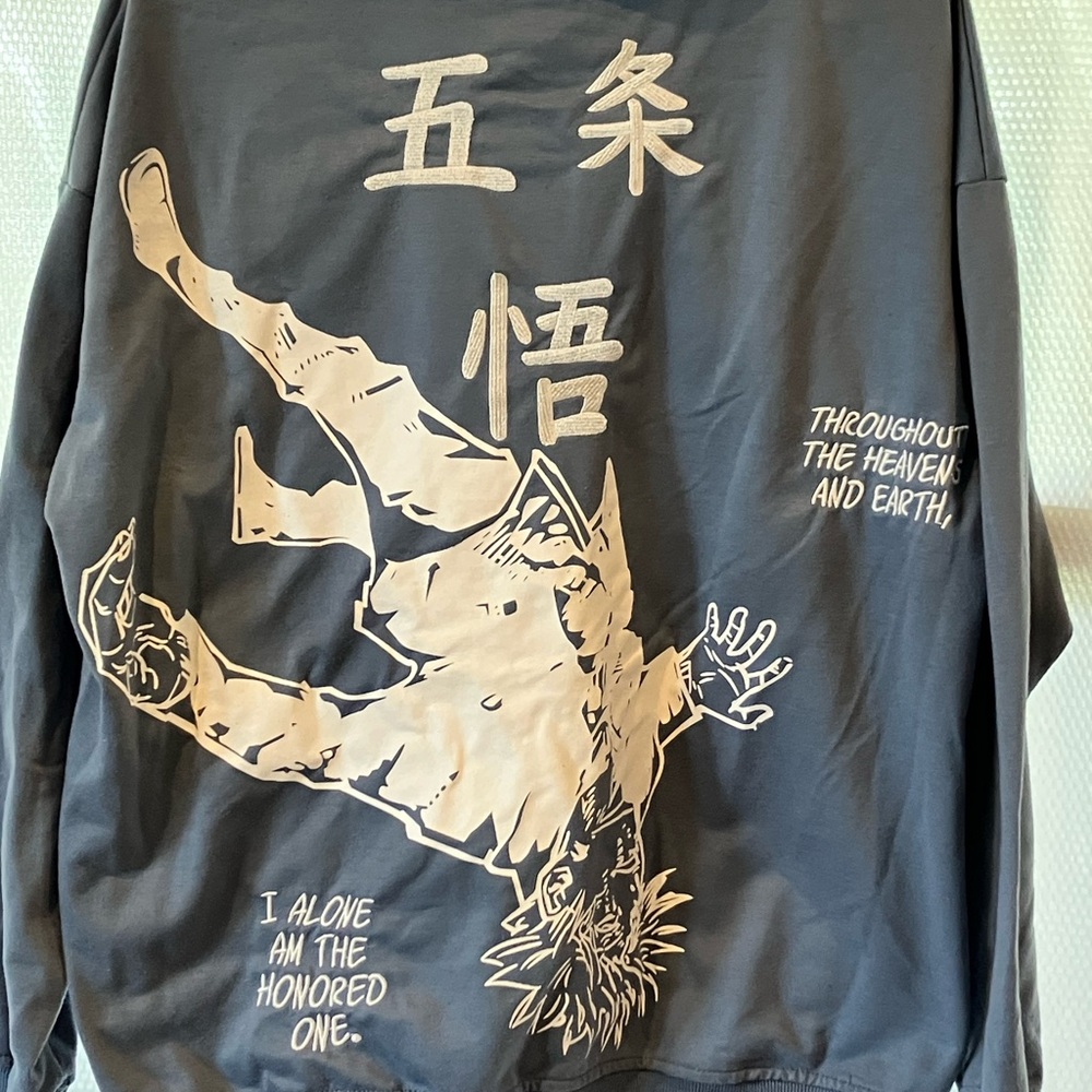 Graphic Anime Sweatshirt in grey-blue and Cream